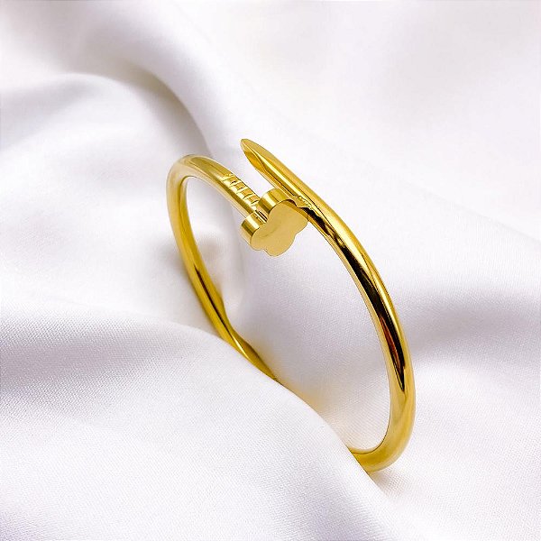BRACELETE AÇO INOXIDÁVEL PREGO TREVO - DOURADO