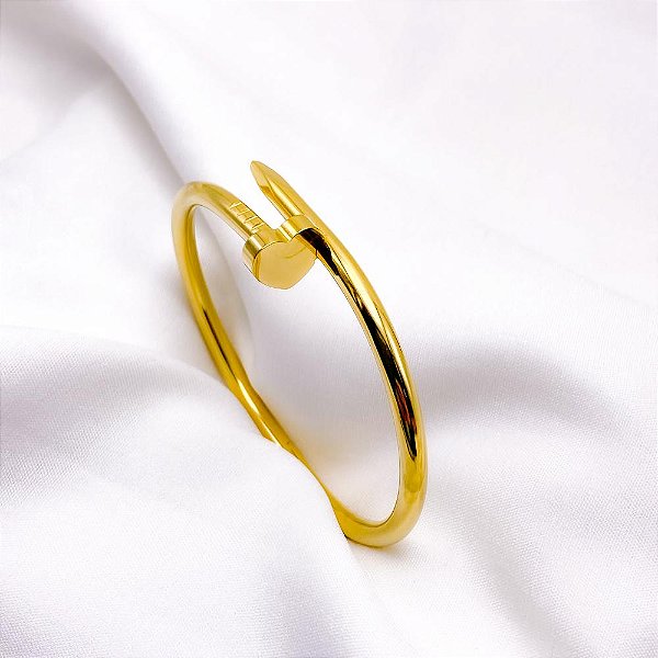 BRACELETE AÇO INOXIDÁVEL PREGO CORAÇÃO - DOURADO