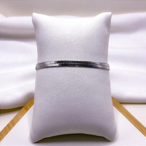 PULSEIRA AÇO INOXIDÁVEL MALHA FITA 08MM - PRATEADA