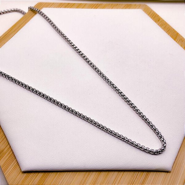 CORRENTE AÇO INOX VENEZIANA 2.5MM 45CM - PRATEADA