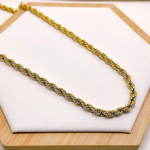 CORRENTE AÇO INOX CORDÃO BAIANO 1.0MM 45 CM - DOURADO