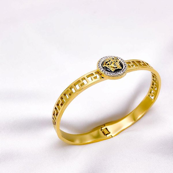 BRACELETE AÇO INOXIDÁVEL INSPIRE-SE CRAVEJADO - DOURADO