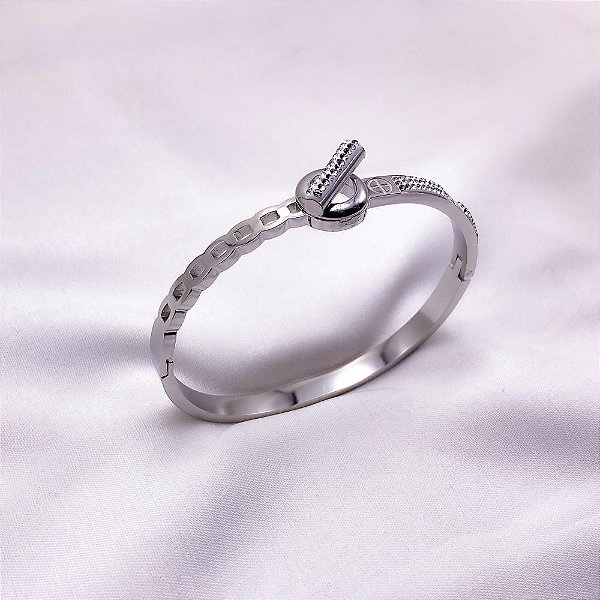 BRACELETE AÇO INOXIDÁVEL INSPIRE-SE CRAVEJADO - PRATEADO