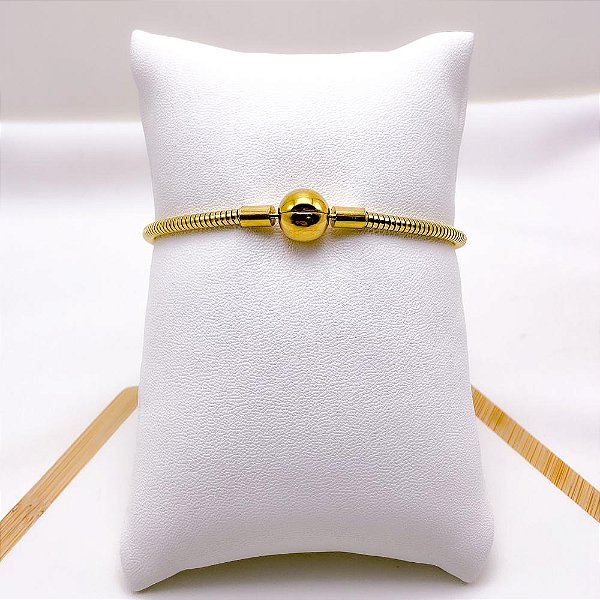 PULSEIRA AÇO INOXIDÁVEL SEMI RÍGIDA FECHO GLOBO - DOURADA