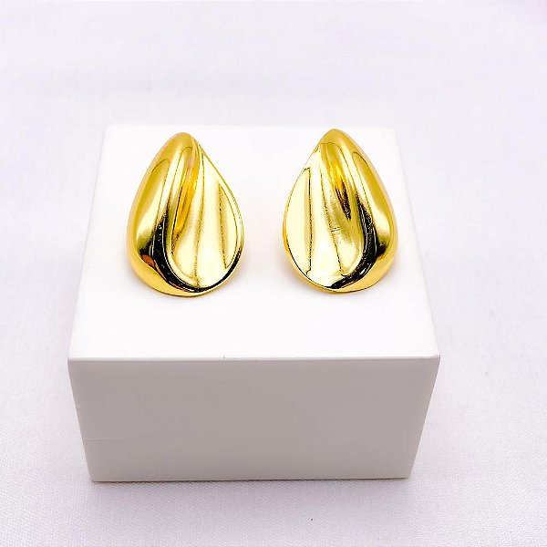 BRINCO AÇO INOXIDÁVEL ESTILO GOTA  - DOURADO