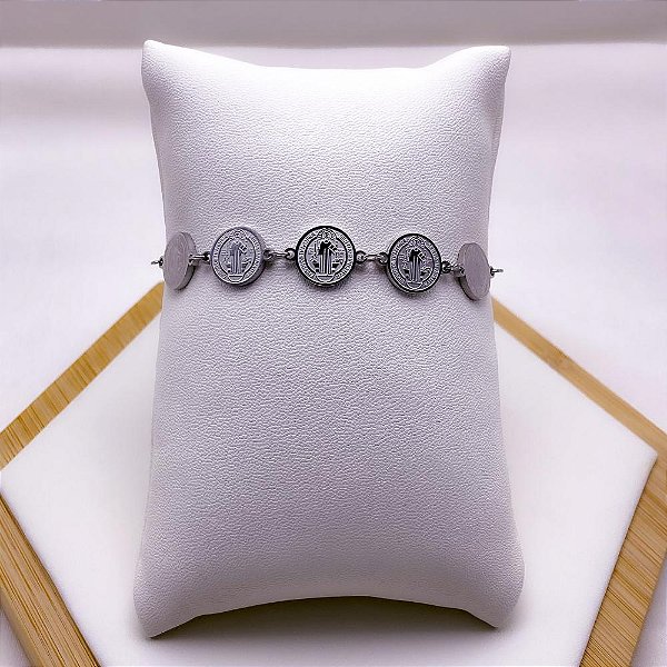 PULSEIRA AÇO INOXIDÁVEL SÃO BENTO - PRATEADA