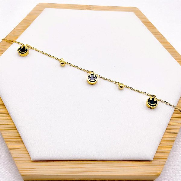 PULSEIRA AÇO INOXIDÁVEL SMAIL PRETO - DOURADA