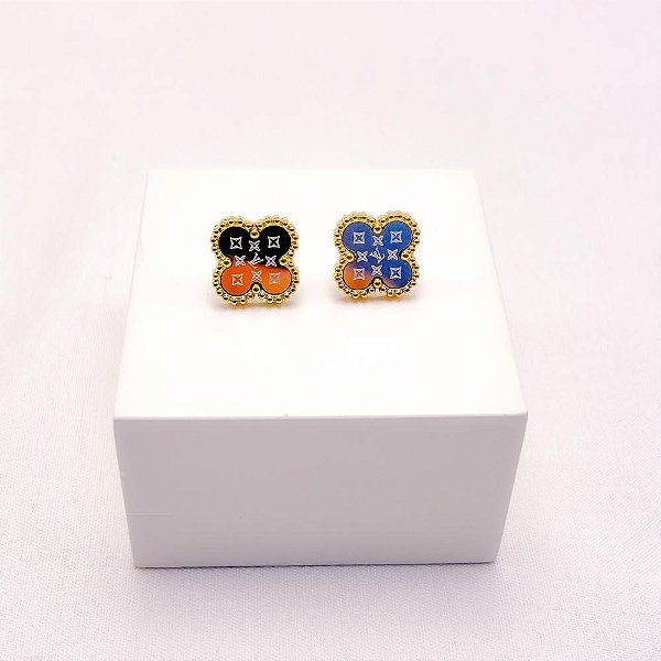 BRINCO AÇO INOXIDÁVEL TREVO ESPELHADO - DOURADO