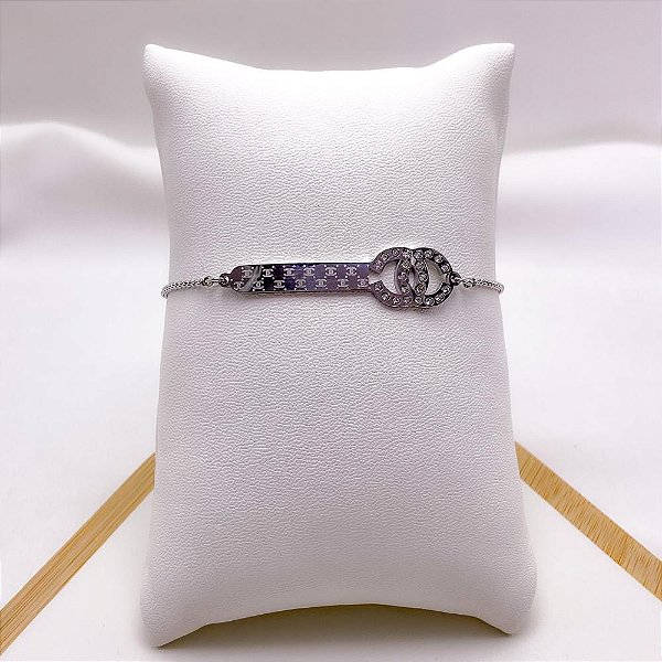 PULSEIRA AÇO INOXIDÁVEL CRAVEJADA INSPIRE-SE REGULAVEL - PRATEADA