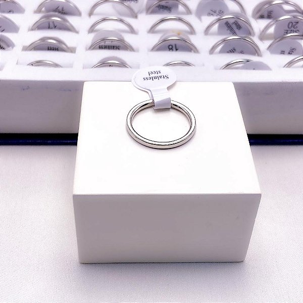 ALIANÇA TRADICIONAL AÇO INOXIDÁVEL 2MM LISA - PRATEADA