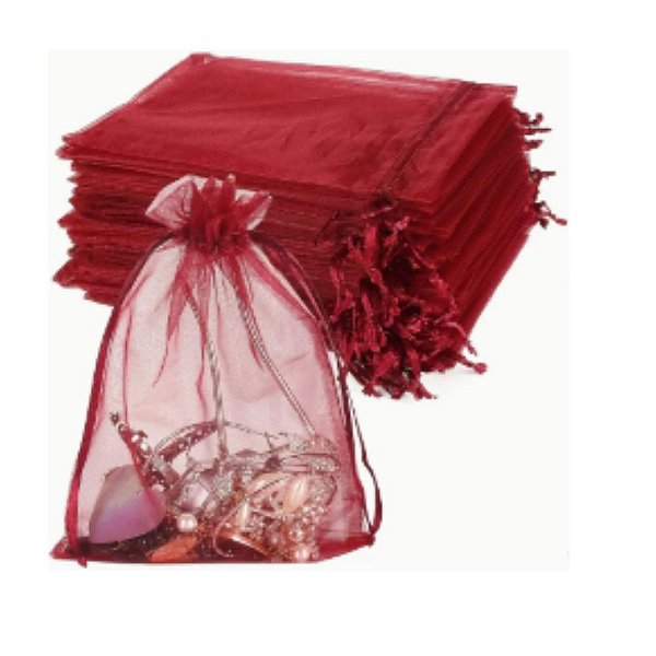 KIT 10 SAQUINHOS DE ORGANZA 7X9 CM  P - VERMELHO VINHO