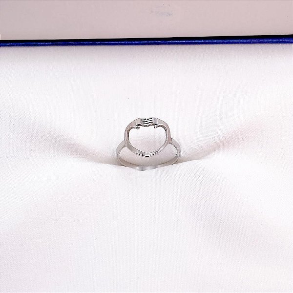 ANEL  AÇO INOXIDÁVEL CORAÇÃO - PRATEADO