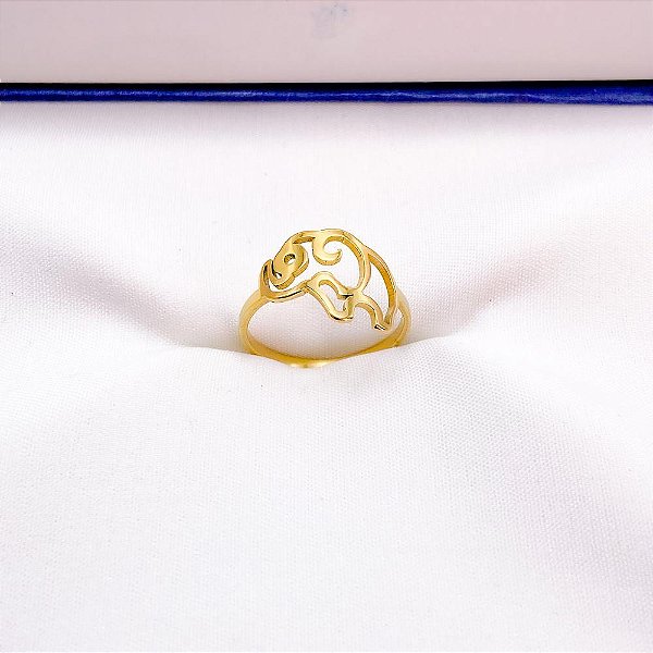 ANEL  AÇO INOXIDÁVEL ELEFANTE - DOURADO