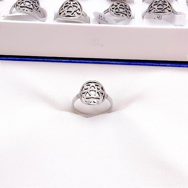 ANEL  AÇO INOXIDÁVEL ARABESCOS - PRATEADO