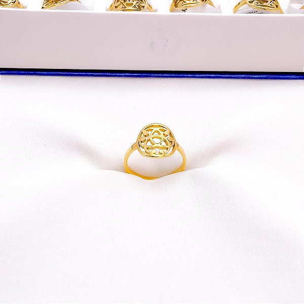 ANEL  AÇO INOXIDÁVEL ARABESCOS - DOURADO