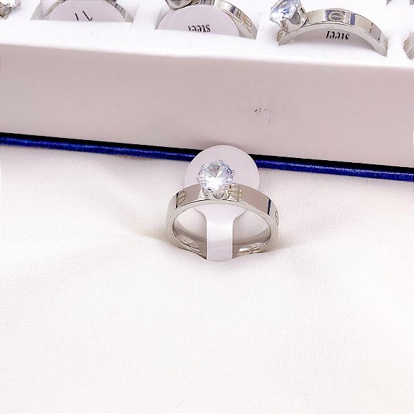 ANEL  AÇO INOXIDÁVEL SOLITARIO INSPIRE-SE - PRATEADO