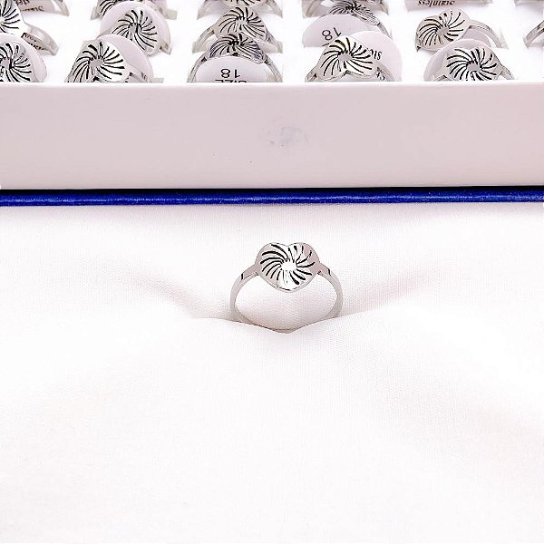 ANEL  AÇO INOXIDÁVEL CORAÇÃO - PRATEADO