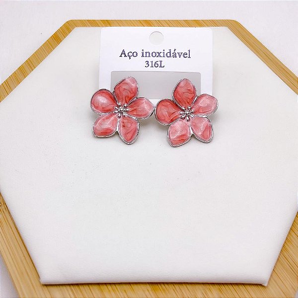 BRINCO AÇO INOX CORAÇÃO RESINADO VERMELHO - PRATEADO