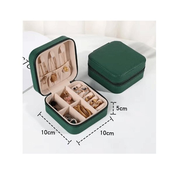 PORTA JÓIAS DE BOLSA QUADRADO - VERDE ESCURO