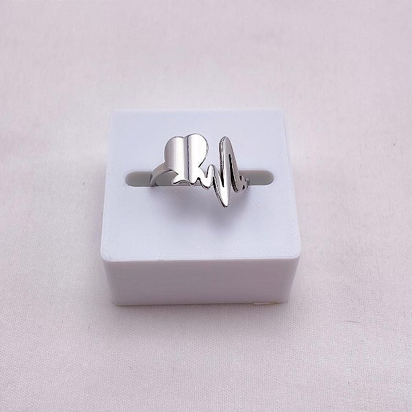 ANEL  AÇO INOXIDÁVEL CORAÇÃO BATIMENTOS - PRATEADO