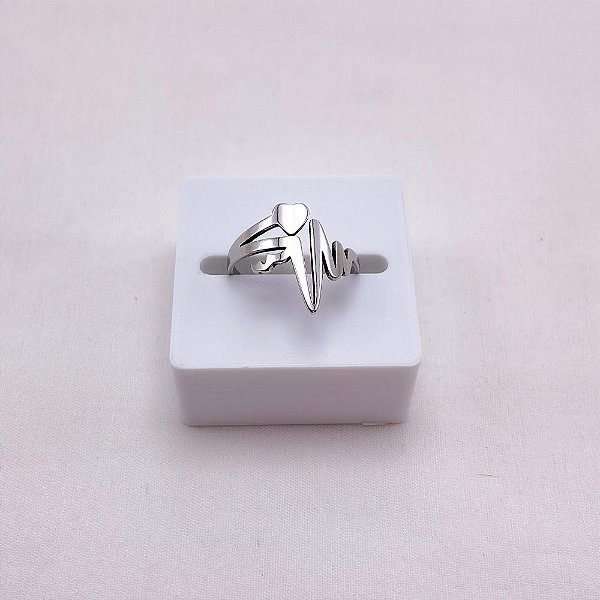 ANEL  AÇO INOXIDÁVEL CORAÇÃO BATIMENTOS - PRATEADO