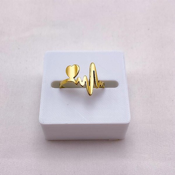 ANEL  AÇO INOXIDÁVEL CORAÇÃO BATIMENTOS - DOURADO