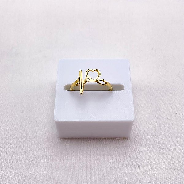 ANEL  AÇO INOXIDÁVEL CORAÇÃO BATIMENTOS - DOURADO