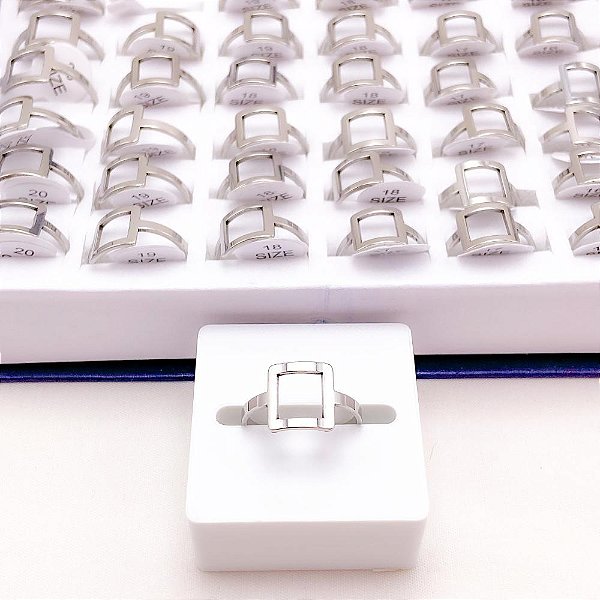 ANEL  AÇO INOXIDÁVEL GEOMETRICO - PRATEADO