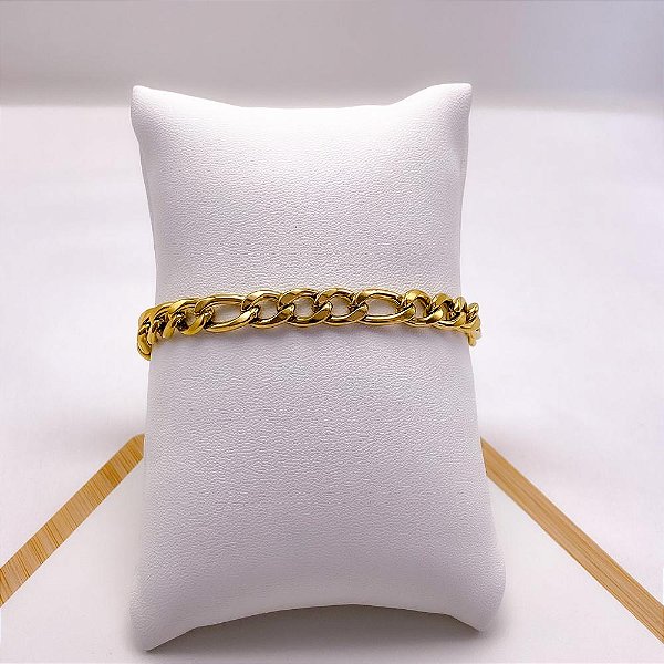 PULSEIRA AÇO INOXIDÁVEL 22CM FÍGARO 2.0MM  - DOURADA