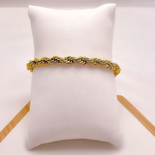 PULSEIRA AÇO INOXIDÁVEL 22CM CORDÃO BAIANO 1.2MM  - DOURADA