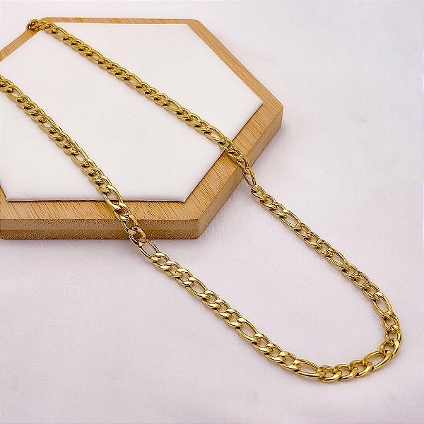 CORRENTE AÇO INOX 316L FÍGARO 1.8MM  60 CM - DOURADA