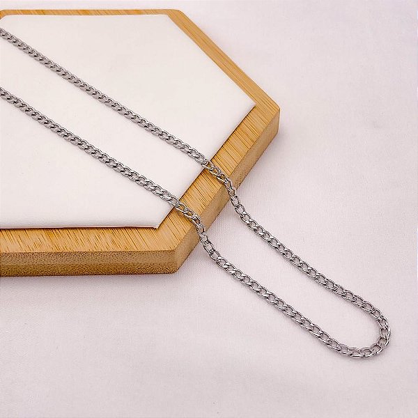 CORRENTE AÇO INOX 316L GRUMET 1.0MM  60 CM - PRATEADA