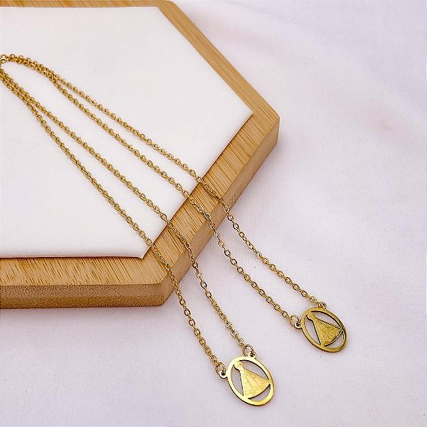 ESCAPULARIO AÇO INOXIDÁVEL 50CM  NOSSA SENHORA - DOURADO