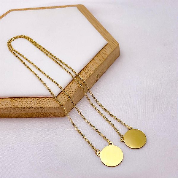 ESCAPULARIO AÇO INOXIDÁVEL 50CM  PLACA PARA GRAVAÇÃO - DOURADO