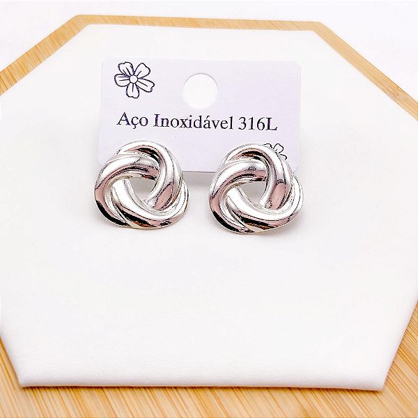 BRINCO  AÇO INOXIDÁVEL GEOMÉTRICO - PRATEADO