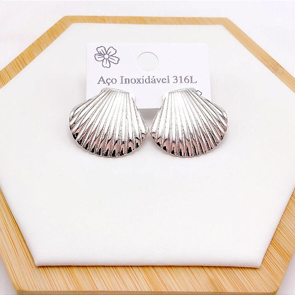 BRINCO AÇO INOXIDÁVEL CONCHA - PRATEADO