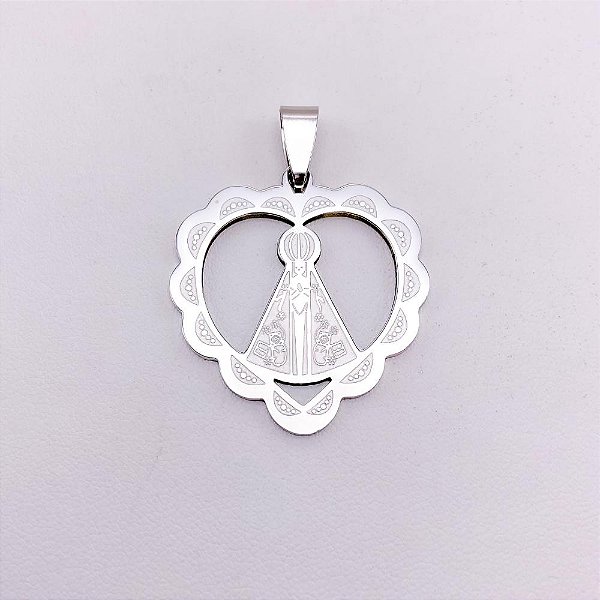 PINGENTE AÇO INOXIDÁVEL  NOSSA SENHORA - PRATEADO