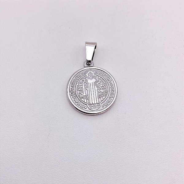 PINGENTE AÇO INOXIDÁVEL  SÃO BENTO - PRATEADO