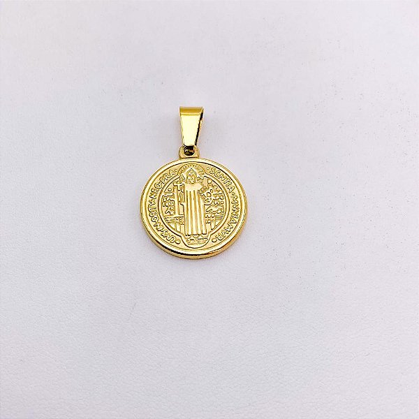 PINGENTE AÇO INOXIDÁVEL  SÃO BENTO - DOURADO