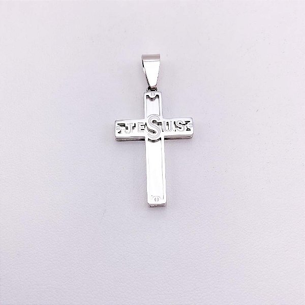 PINGENTE AÇO INOXIDÁVEL CRUCIFIXO JESUS - PRATEADO