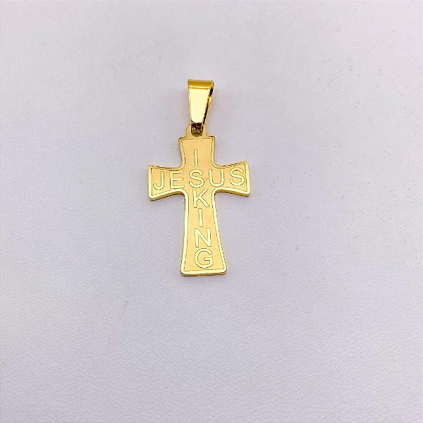 PINGENTE AÇO INOXIDÁVEL CRUZ - DOURADO