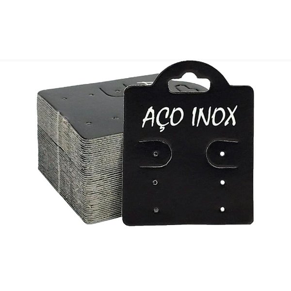 KIT 50 CARTELAS CAPELA PEQUENA TAG PARA BRINCO AÇO INOX - PRETA