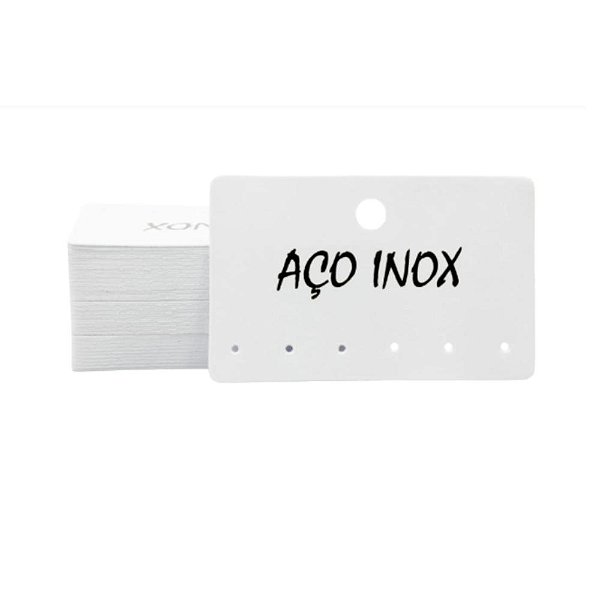 KIT 50 CARTELAS ARGOLINHA TAG PARA BRINCO AÇO INOX - BRANCA