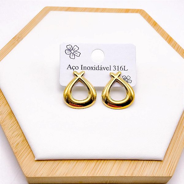 BRINCO AÇO INOX  GEOMETRICO - DOURADO
