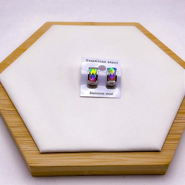 BRINCO AÇO INOX ARGOLINHA CLICK  PRATEADO - NEON