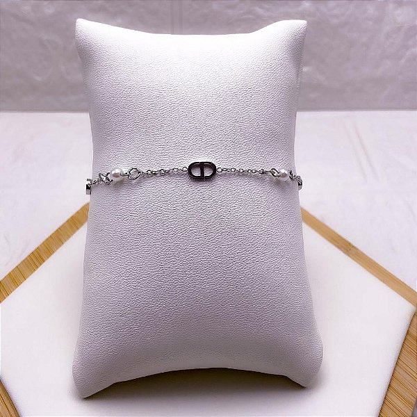 PULSEIRA AÇO INOX INSPIRE-SE COM PÉROLAS - PRATEADA