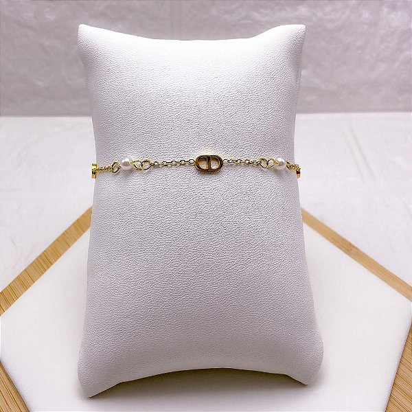 PULSEIRA AÇO INOX INSPIRE-SE COM PÉROLAS - DOURADA