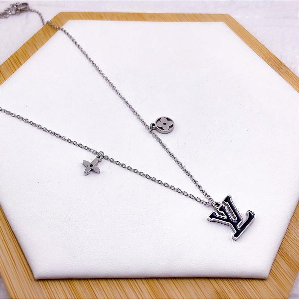 COLAR AÇO INOXIDÁVEL 45CM INSPIRE-SE PRETO - PRATEADO