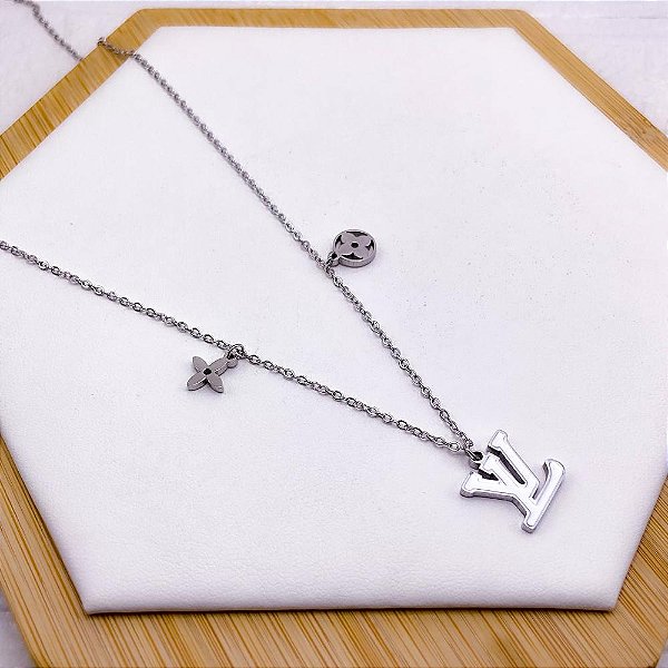 COLAR AÇO INOXIDÁVEL 45CM INSPIRE-SE BRANCO - PRATEADO