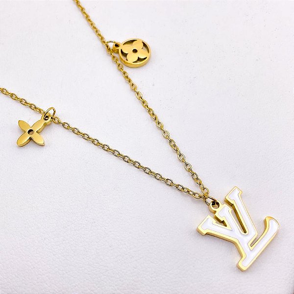 COLAR AÇO INOXIDÁVEL 45CM INSPIRE-SE BRANCO - DOURADO